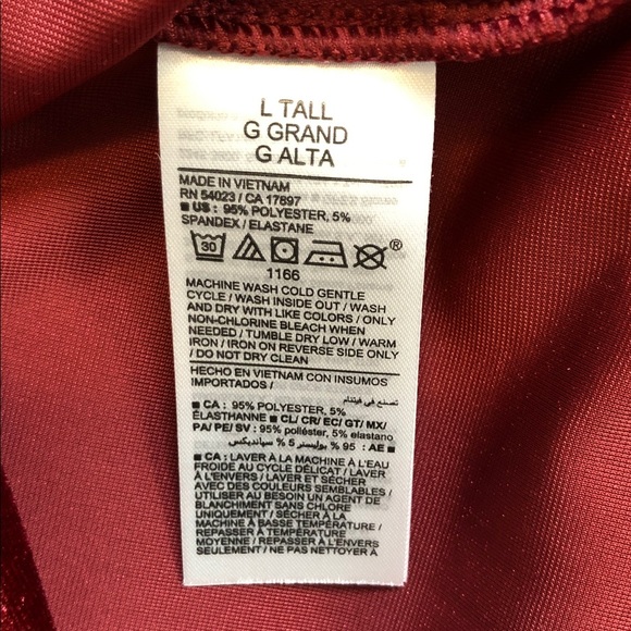 Old Navy Velvet Long Sleeve in Deep Red Fit & Flare Velvet Mini Dress Sz L Tall - Picture 9 of 9